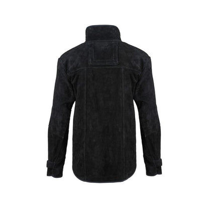 Spata Leather Welding Jacket Back View of welding jacket. Has a discreet rear opening for safety harness lanyard