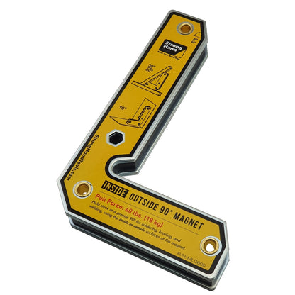 Strong Hand MLD600 Inside/Outside 90° Welding Magnet – Angled View, 18kg Pull Force