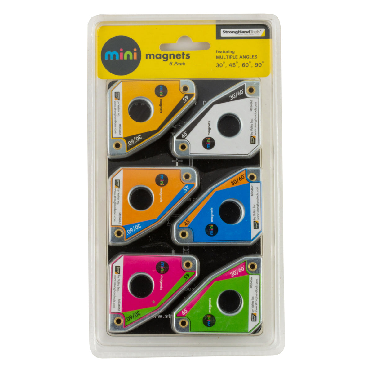 Strong Hand Mini Magnet Squares MS346AK – Set Of Six Multi-Angle Magnets In Packet, Hero Shot