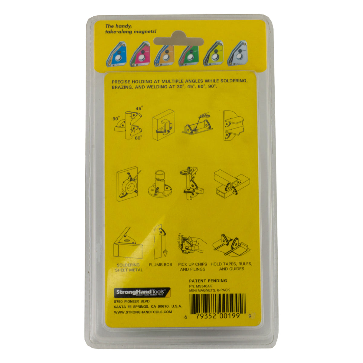 Strong Hand Mini Magnet Squares MS346AK – Back Of Retail Packaging With Specifications