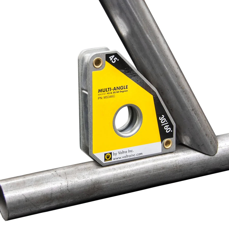 Strong Hand MS346C multi-angle welding magnet – holding metal at an angle in use