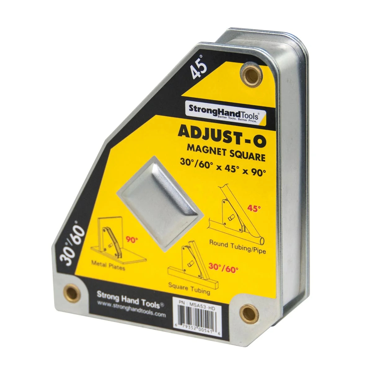 Strong Hand Adjust-O Magnet Square MSA53-HD – Back View With Angle Diagram