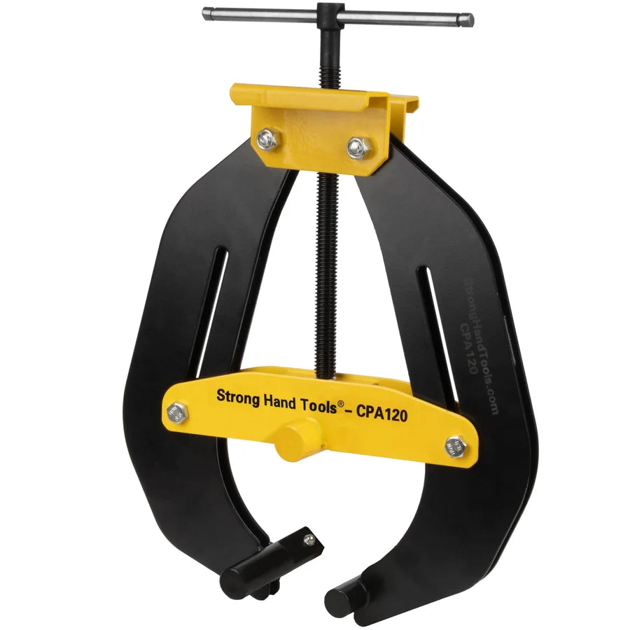Strong Hand Tools CPA120 Pipe Alignment Clamp – side-angle view of grip plates