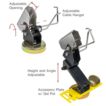 Strong Hand Tools MRD80 Universal MIG/TIG Torch Holder – adjustable angle and keeper plate diagram