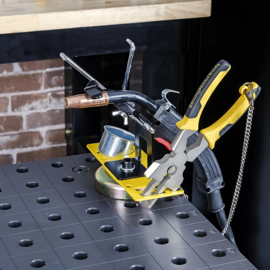 Strong Hand Tools PM12 MIG Deluxe Pliers – retention chain attached to a MIG gun holder