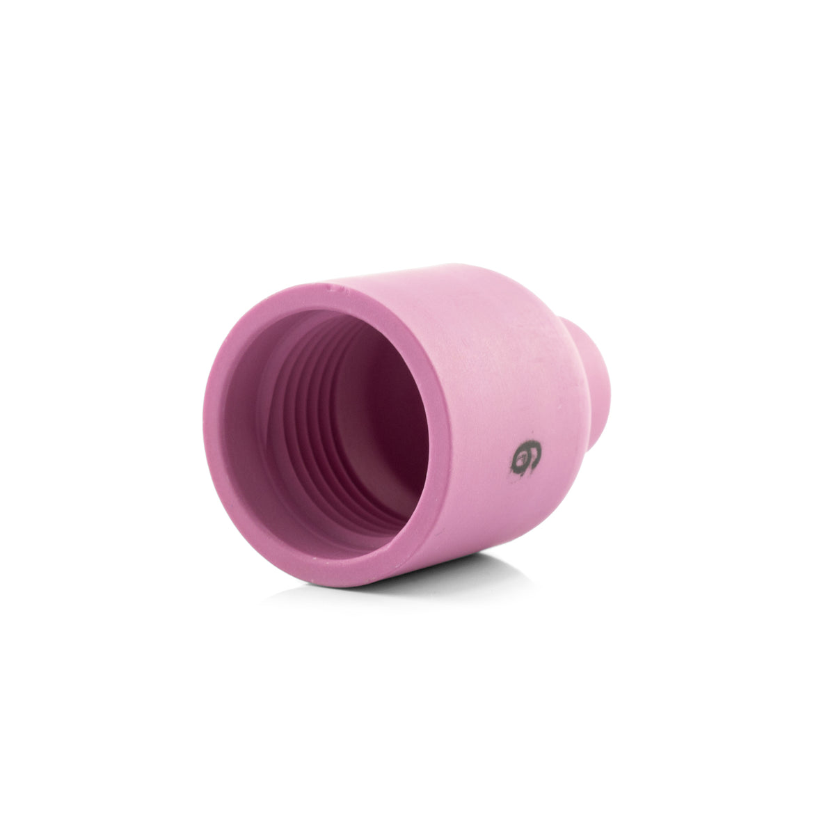 Tigmaster No.6 Stubby Gas Lens Cup – 10mm, angled view showing internal threads