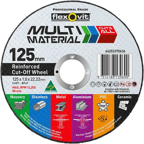 FLEXOVIT 125 x 1.0mm Multi-Purpose Cut Off Disc Product Code 66253370636